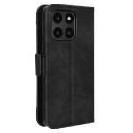 Кожен калъф тип портмоне с магнитна закопчалка за Honor X6a - черен - 3