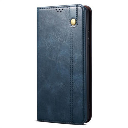 Кожен калъф тип портмоне с магнитна закопчалка за Honor X8b - тъмно син