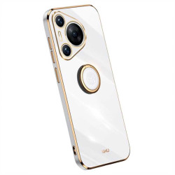 Силиконов гръб със стойка тип пръстен марка XINLI за Huawei Pura 70 Pro - бял