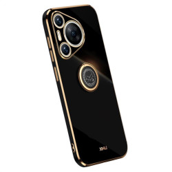 Силиконов гръб със стойка тип пръстен марка XINLI за Huawei Pura 70 Pro - черен