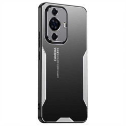 Алуминиев гръб за Huawei Nova 11/12s - черен със сребрист ръб