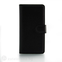 Кожен калъф тип портмоне с кръгло капаче за LG G2 mini - черен