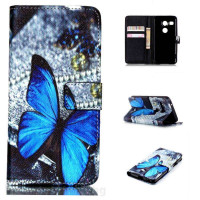 Калъф тип портмоне за LG Nexus 5X - синя пеперуда
