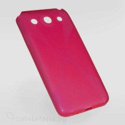 Силиконов калъф за LG Optimus G Pro със X-образен дизайн - ярко розов