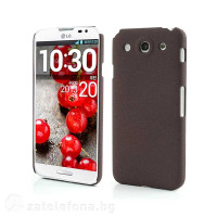 Пластмасов калъф за LG Optimus G Pro с пясъчна текстура - кафяв