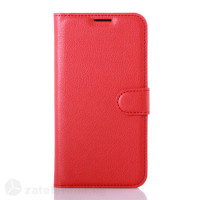 Кожен калъф тип портмоне с кръгло капаче за LG G5 - червен