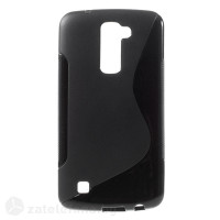 Силиконов калъф за LG K10 със S-образен дизайн - черен