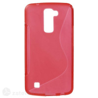 Силиконов калъф за LG K10 със S-образен дизайн - червен