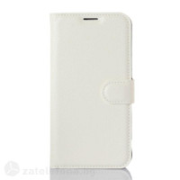 Кожен калъф тип портмоне с кръгло капаче за LG K4 - бял