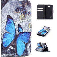 Калъф тип портмоне за LG K4 - синя пеперуда