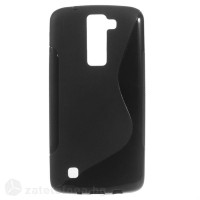 Силиконов калъф за LG K8 със S-образен дизайн - черен