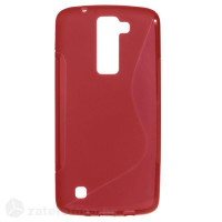 Силиконов калъф за LG K8 със S-образен дизайн - червен