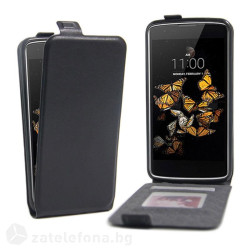 Кожен калъф flip за LG K8 - черен