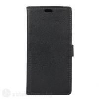 Кожен калъф тип портмоне за LG K8 2017 - черен