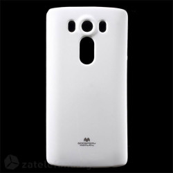 Гланциран силиконов калъф марка Mercury с лъскави частици за LG V10 &ndash; бял