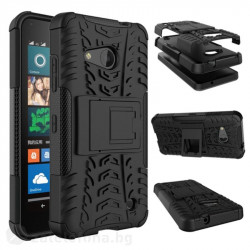 Двупластов калъф със стойка за Microsoft Lumia 550 - черен