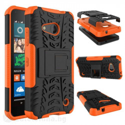 Двупластов калъф със стойка за Microsoft Lumia 550 - оранжев