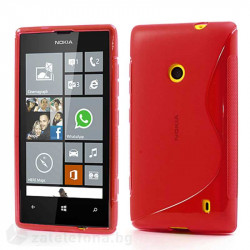 Силиконов калъф за Nokia Lumia 520 със S-образен дизайн  - червен