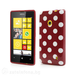 Силиконов калъф за Nokia Lumia 520 на точки - червен