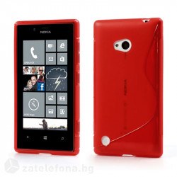 Силиконов калъф за Nokia Lumia 720 със S-образен дизайн - червен