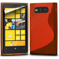 Силиконов калъф за Nokia Lumia 820 със S-образен дизайн - червен