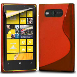 Силиконов калъф за Nokia Lumia 820 със S-образен дизайн - червен
