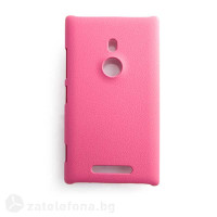 Калъф от гумирана пластмаса с релеф на кожа за Nokia Lumia 925 &ndash; ярко розов