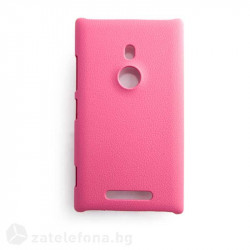 Калъф от гумирана пластмаса с релеф на кожа за Nokia Lumia 925 – ярко розов