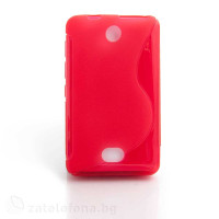 Силиконов калъф за Nokia Asha 501 със S-образен дизайн - червен