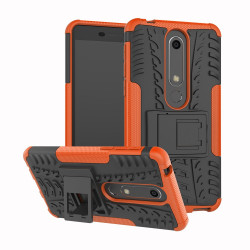 Двупластов гръб със стойка за Nokia 6.1( Nokia 6 2018) - оранжев