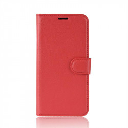 Кожен калъф тип портмоне с кръгло капаче за Nokia 1 Plus - червен