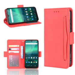 Кожен калъф тип портмоне с магнитно закопчаване за Nokia 1.3 - червен