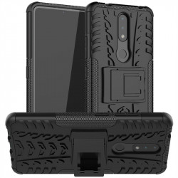 Двупластов гръб със стойка за Nokia 2.4 - черен