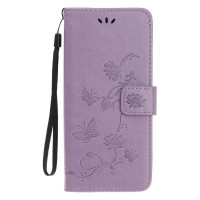 Кожен калъф тип портмоне с цветя и пеперуди за Nokia 4.2 - лилав
