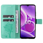 Кожен калъф тип портмоне с дърво за Nokia G42 5G - зелен - 2 Кожен калъф тип портмоне с дърво за Nokia G42 5G - зелен - 2