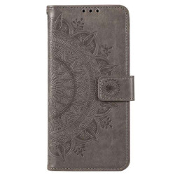 Кожен калъф тип портмоне с мандала за Nokia G60 5G - сив