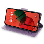 Калъф тип портмоне с дърво за OPPO A5 Pro 5G - лилав - 1 Калъф тип портмоне с дърво за OPPO A5 Pro 5G - лилав - 1