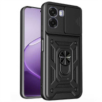 Хибриден гръб със стойка и слайдър за камера за OPPO A6x 5G - черен