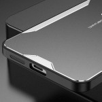 Алуминиев гръб за OPPO A6x 5G - черен със сребриста рамка - 1