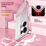 Силиконов гръб за Oppo Reno13 Pro 5G - розов брокат - 3