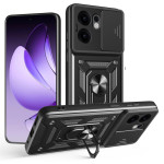 Хибриден гръб със стойка и слайдър за камера за Oppo Reno 13F 5G - черен