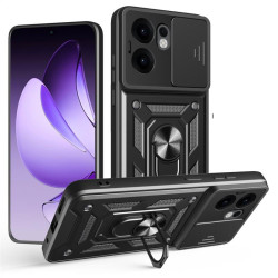 Хибриден гръб със стойка и слайдър за камера за Oppo Reno 13F 5G - черен