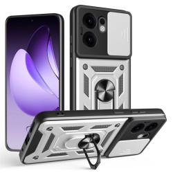 Хибриден гръб със стойка и слайдър за камера за Oppo Reno 13F 5G - бял