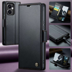 Кожен калъф страничен flip марка CASEME за Oppo Reno 13F 5G – черен