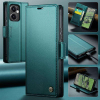 Кожен калъф страничен flip марка CASEME за Oppo Reno 13F 5G – тюркоазен