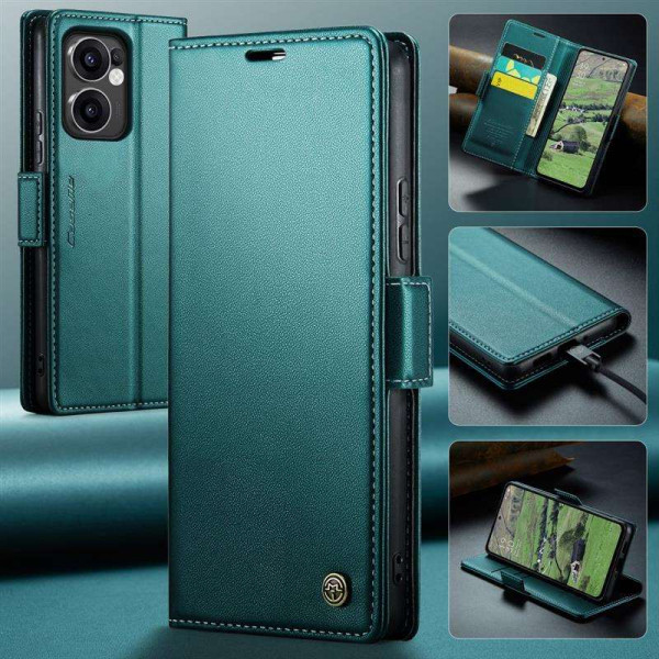 Кожен калъф страничен flip марка CASEME за Oppo Reno 13F 5G – тюркоазен Кожен калъф страничен flip марка CASEME за Oppo Reno 13F 5G – тюркоазен