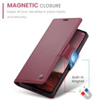 Кожен калъф страничен flip марка CASEME за Oppo Reno 13F 5G – винено червен - 3 Кожен калъф страничен flip марка CASEME за Oppo Reno 13F 5G – винено червен - 3