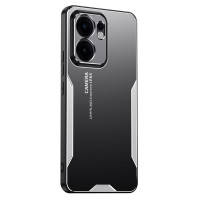 Алуминиев гръб за OPPO Reno 14F - черен със сребрист ръб