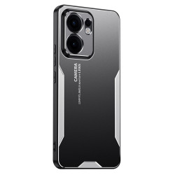 Алуминиев гръб за OPPO Reno 14F - черен със сребрист ръб
