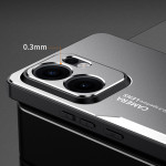Алуминиев гръб за OPPO Reno 14F - черен със сребрист ръб - 1